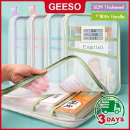 GEESO Student Transparent Mesh L-shaped Large Opening Book Storage Bag Subject Classification Sortin