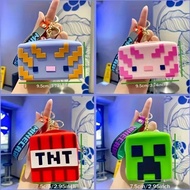 Mine craft  Silicone Coin Purse with Keychain  Cute pandent gamer keychain Creeper TNT Axolotl