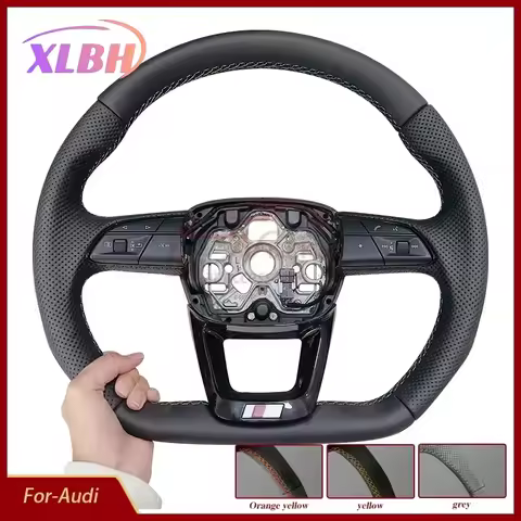 Perforated leather flat bottomed steering wheel for Audi Q3 8U/F3 2011-2018- sport design paddle shi