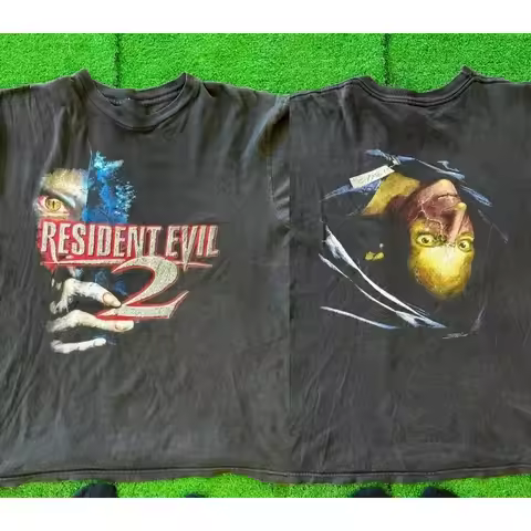 Double Sided Printed T-shirt, Resident Evil 2 Summer New Retro Casual Unisex Fashionable Y2K T-shirt