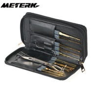 METERK 24pcs Professional Unlocking Lock Picking Tools Set Practice Lockset Kit with Leather Case for Locksmith Beginners