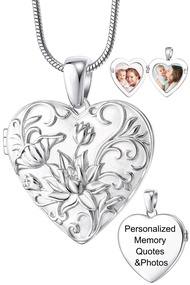 Fanery Sue Vintage Locket Necklace that Holds Pictures, Customized Picture Lockets Personalized Hear