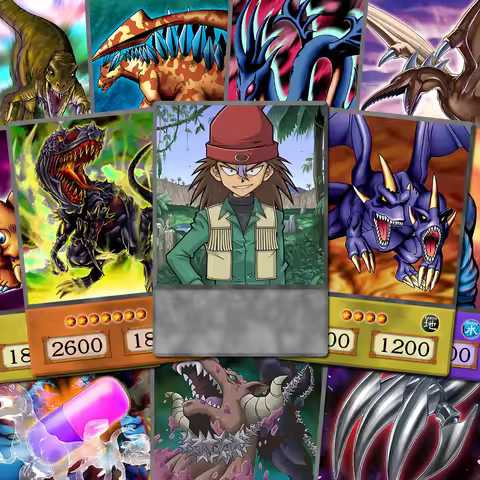 50pcs/set Rex Raptor Dinosaur Deck YGO DM Ryuzaki Classic Dino Series Collection Paper Cards Anime S