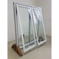 kusen jendela double aluminium ukuran 80 x 120 lengkap 1 set include packing kayu