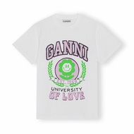 GANNI France Daigou 2023 Summer Women's New Product Printed Letter Love Short-Sleeved T-Shirt Pure C