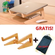 Wood laptop stand note book stand portable unik meja laptop kayu - Tatakan Dudukan Laptop Notebook K