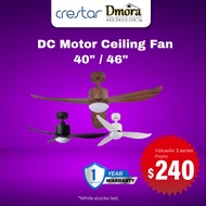 Crestar Value Air 3 Blades (40/46inch) Ceiling Fan 20w Led Light - White/Matt Black/Dark Wood
