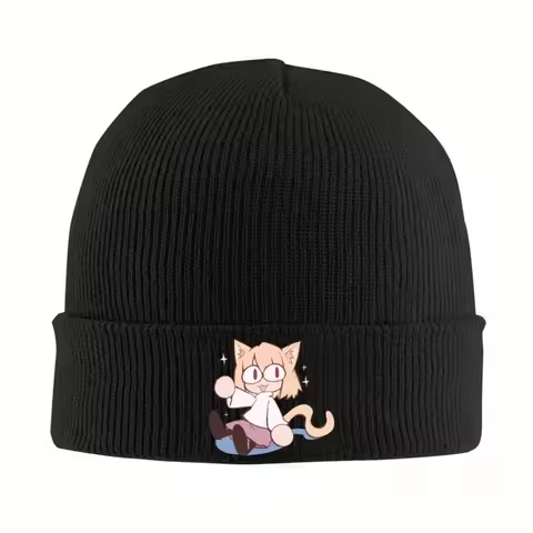 Neco Arc Funny Memes Neko Cat Knitted Hat for Women Men Skullies Beanies Autumn Winter Hats Acrylic 