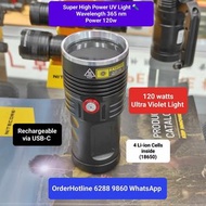 Super High Power UV Light Torch 🔦 120w 特大功率紫外光手電筒. USB-C 直接充電