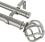 KAMANINA 1 Inch Double Curtain Rods 36 to 72 Inches (3-6 Feet) Window Telescoping Drapery Rod, Antiq