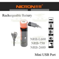 [ 1 UNIT ] NICRON NRB-L600 NRB-750 NRB-2600 600Mah 750Mah 2600Mah Rechargeable Battery Mini USB Port