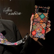 [Lanyard+Holder]FLOVEME for Samsung Galaxy Z Flip 5 Flip 4 Bracket Square Case for Samsung Galaxy Z 