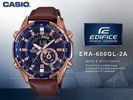 CASIO 卡西歐手錶專賣店 國隆 EDIFICE ERA-600GL-2A 多功能雙顯男錶 皮革錶帶 ERA-600G