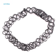 SK_ Women Fashion Stretch Tattoo Ring Bracelet Choker Necklace Jewelry Set Gift