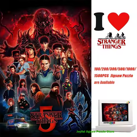 Stranger Things Season 5 Jigsaw Puzzle Hawkins Town Final Season Art Demogorgon & Main Characters Pu
