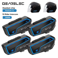 GEARELEC GX10 Motorcycle Bluetooth Helmet Headset,1200m Long - Range Intercom,Moto interphone Earpho