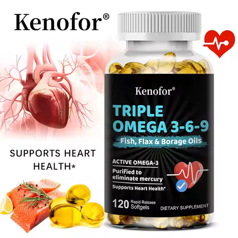 Triple Omega 3-6-9 - Fish Oil, Flax Oil and Borage Oil - Supports Heart, Brain and Joint Health