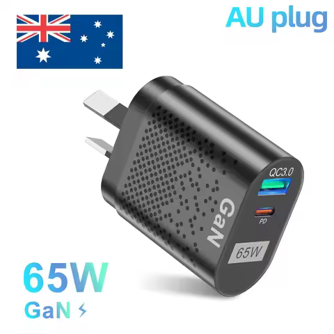65W GaN USB C Fast Charger PD33W Ausralian Fast Charging Chargers for iPhone 15 AU/EU Plug USB Type 