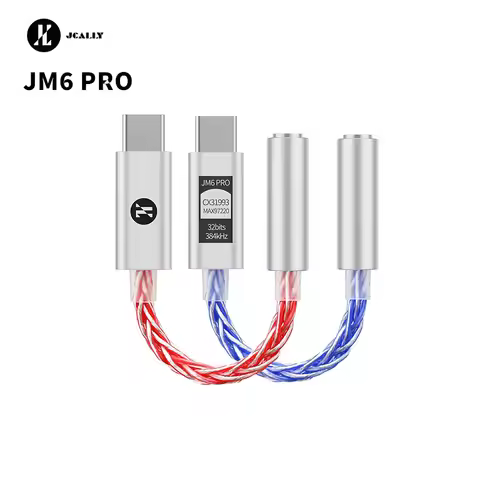 JCALLY JM6 Pro Type-C to 3.5mm Dual DAC CX31993 MAX97220 Digital Audio Headphone Amplifier HiFi DAC 