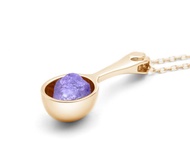 坦桑石茶匙項鍊 12月誕生石原礦簡約湯匙墜子 原石純銀勺子吊墜