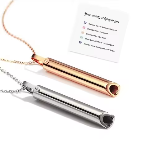 Stress Anxiety Necklace Mindfulness Breathing Tool Natural Calming Relief Chain Breathlace Necklace