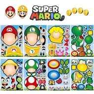 8PCS Children's Anime Cartoon Mario Game DIY Puzzle Sticker Parent-child Interactive Puzzle Handbook