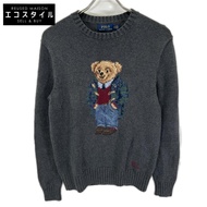 Polo Ralph Lauren 灰色 Polo Bear 棉質長袖針織衫，S 碼 [二手]