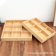 HY/🏮Wooden Multi-Grid Wooden Box Square Bamboo Moon Cake Creative Cutlery Box Jewelry Box Desktop Nine Grid Storage Box