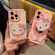 realme 11 5g casing casing realme c15 realme 12x 5g casing Pink Makeup Mirror kt Cat Suitable for re