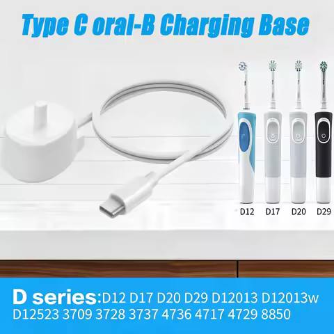 TYPE-C Travel Charger Dock 3757 Electric Toothbrush Charging Cradle For Braun Oral B Series D12 D20/