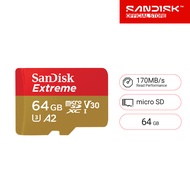 SanDisk Extreme microSDXC 64GB SQXAH V30 U3 C10 A2 UHS-I 170MB/s R 80MB/s ( SDSQXAH-064G-GN6MN) ( เม