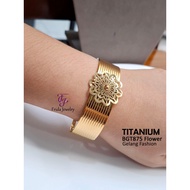 Women's Titanium Bracelet Gold Elegant Floral Motif bgt875