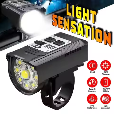Rechargeable Bike Bicycle Front Lights 9 LED MTB Road Bike Headlight Tail Warning Lamp Waterproof Fl