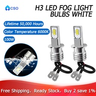 【In stock】【COD】2X H3 Super Bright LED Headlight， Fog Light ，Driving Lamp Bulb Kit， 6000K White 100W，