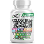 Clean Nutraceuticals Colostrum Supplement Capsules Probiotics Pills Prebiotics, L-Glutamine, Digesti