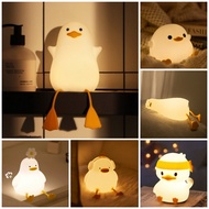 [SG Stock] Cute and Funny Cute Duck Shape LED Lamp Silicone Touch Night Light Rechargeable 可爱躺平鸭 拍拍硅