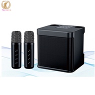 KD203 Karaoke Machine With Dual Microphones Change Voice Functions Portable Speaker Studio Subwoofer AUX TF Card U Disk Player