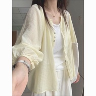 【🍒Cherry Large Size] Large Size Cardigan Sun Protection Jacket Korean Style Super Fairy ins Light Bl