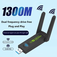 USB thu sóng wifi 1300mbps 2 râu nâng cấp WiFi lên 5G cho máy tính pc laptop tần số 2.4G 5G siêu nh