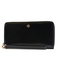 TORY BURCH EMERSON Gold Letter LOGO Glossy Zipper Hand Hanging Long Clip-Black