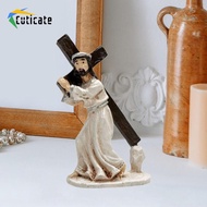 [Cuticate] Cross Figurine Resin Christian Sculpture Religious Ornament for Holiday Celebration and H