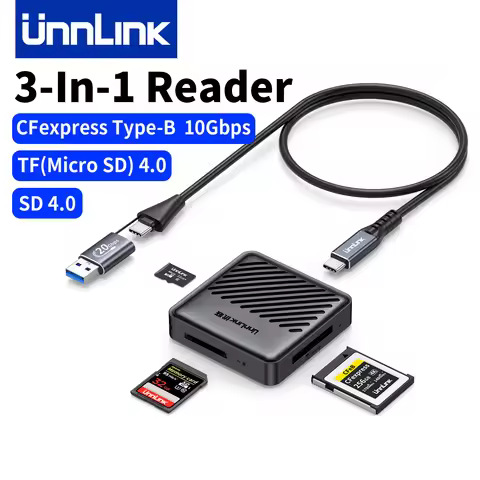 Unnlink 3-in-1 CFexpress Type-B Card Reader 10Gbps USB 3.2 Gen 2, Support USH-II SD 4.0 / TF Micro S