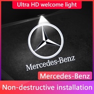 2pcs Mercedes Benz Car Door welcome light Laser Projection Ghost Shadow Lamp Warning Ambient Light for Mercedes Benz A-B-C-E-S-Class C-200-300 -GLC200-GLA E300L E260L GLC C260L A C-Class C200 Refit Accessories Ultra-clear without fading