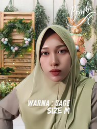 Bimbi Kerudung Bergo Dewasa Oval - Hijab Sport Olah Raga Stylish Size M Warna Olive