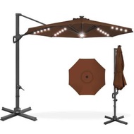 全城熱賣 - 戶外傢具(太陽傘)Solar LED Cantilever Patio Umbrella 360-Degree Outdoor Sun Shade【Brown】#E066001356