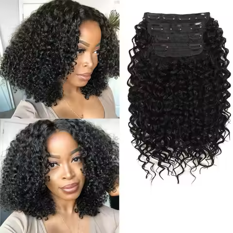 14inch Synthetic Afro Kinky Wave Clip In Hair Extensions Kinky Curly Natural Hairpieces 4pcs/190g Je