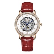 Solvil et Titus Exquisite Women 3 Hands Mechanical in Silver White Dial and Red Leather Strap W06-03232-003