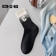 女裝夏季中筒襪 純棉透氣運動襪 配瑜伽褲跑步必備- 新大C刺繡（1雙白黑） 均碼（免費試穿1雙，贈送運費險）