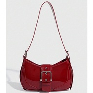 1pc PU Leather Women's Handbag, Fashionable Y2K Baddie Bag, Motorcycle Style Ladies Bag, Versatile R