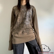 SUPER-y2k Women´s Vintage Tops Gothic Long Sleeve Round Neck Cross Print Loose T-Shirts